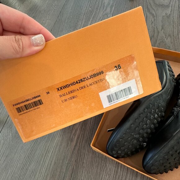 TOD'S Ballerina Dee Laccetto Flats Black Size 36 - Picture 4 of 4